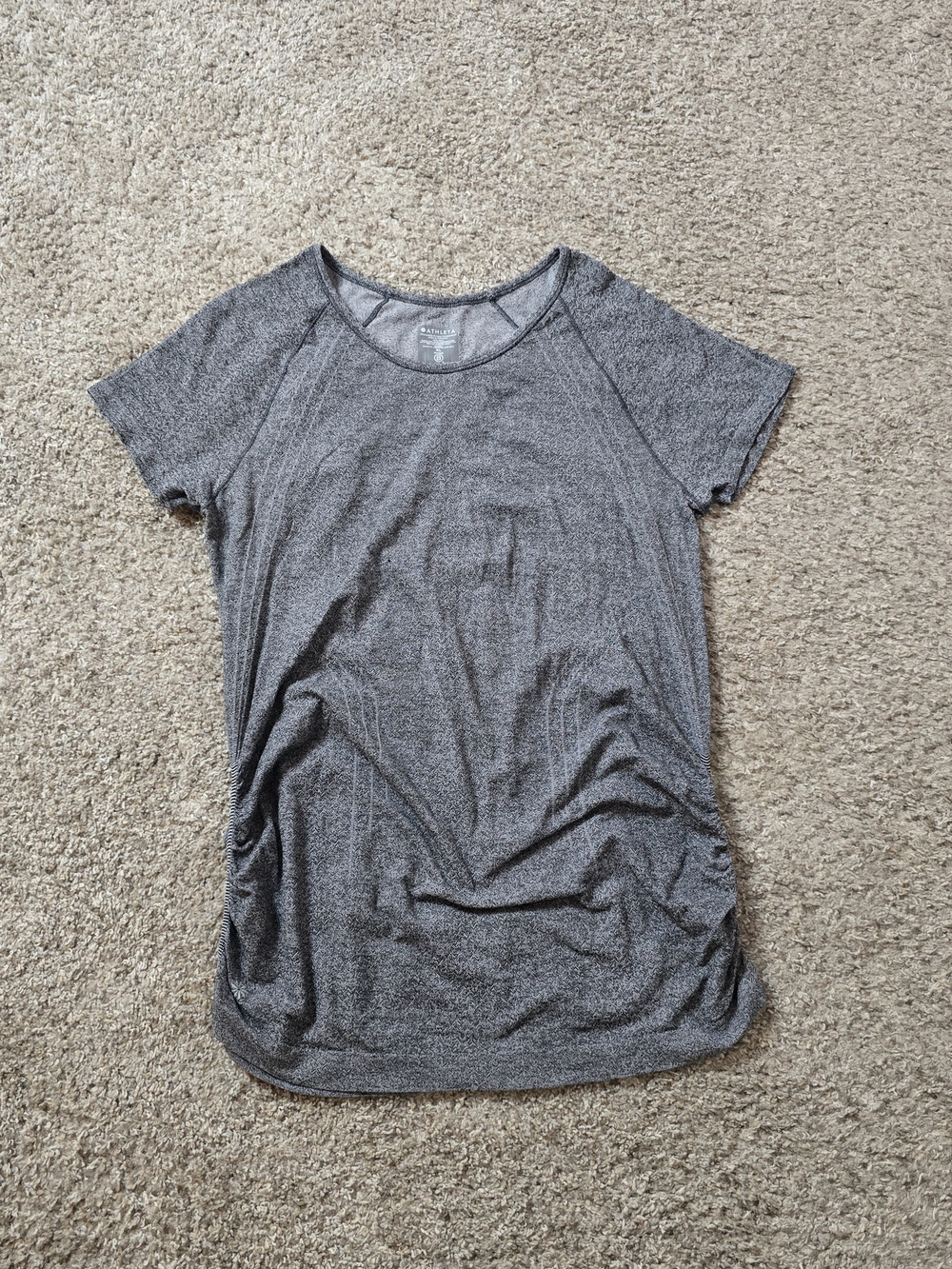 Athleta Women’s Heathered Gray Stretch Knit Nylon Scoop Neck Raglan Tee XL